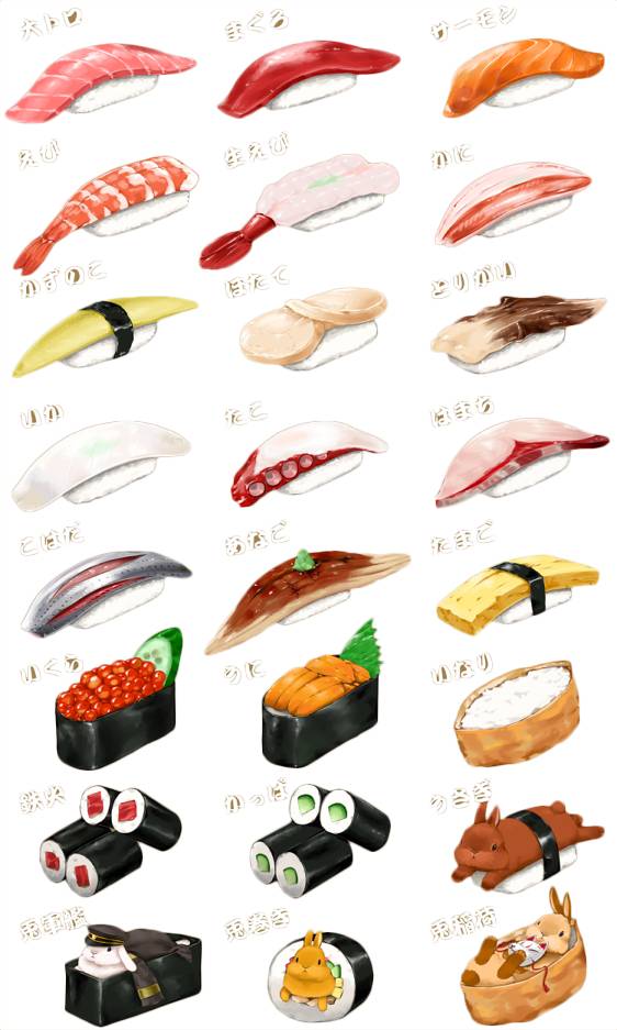 手绘各式日本美食