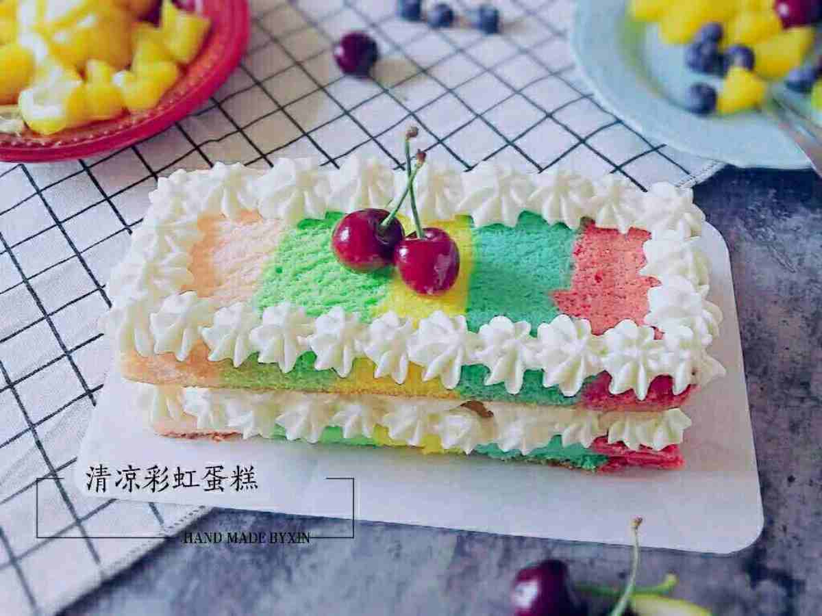 有颜值的清凉彩虹蛋糕