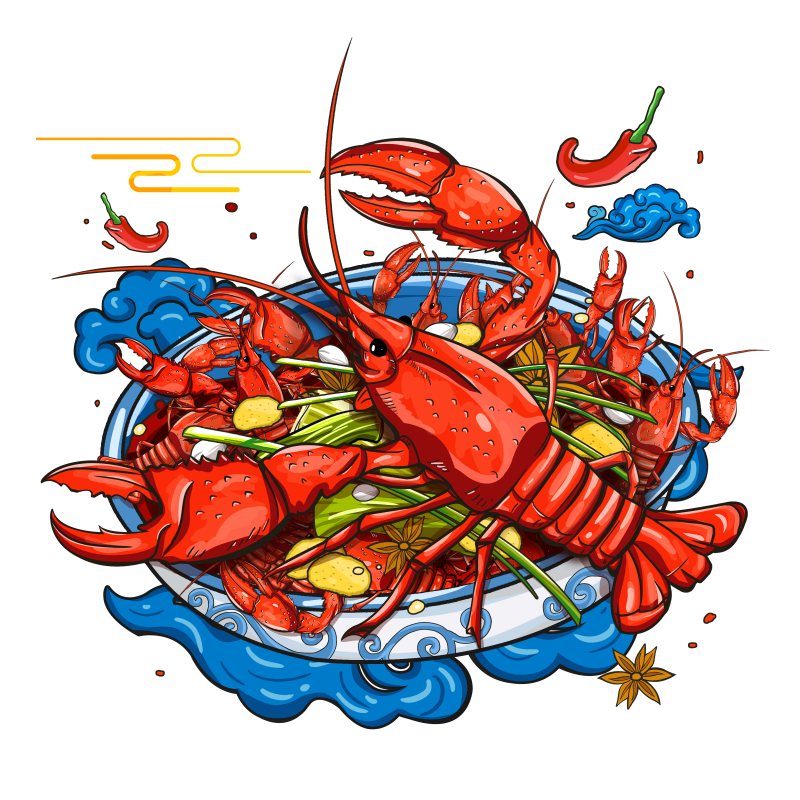 美味小吃趣味摊位插画