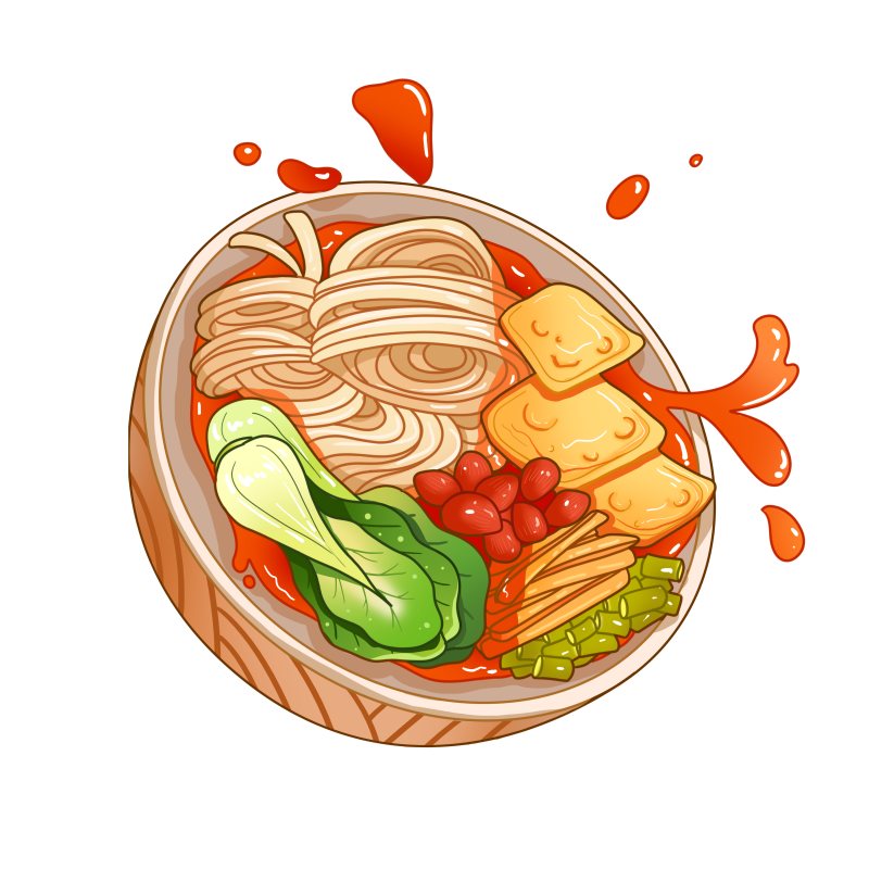 红色美食印章中国风