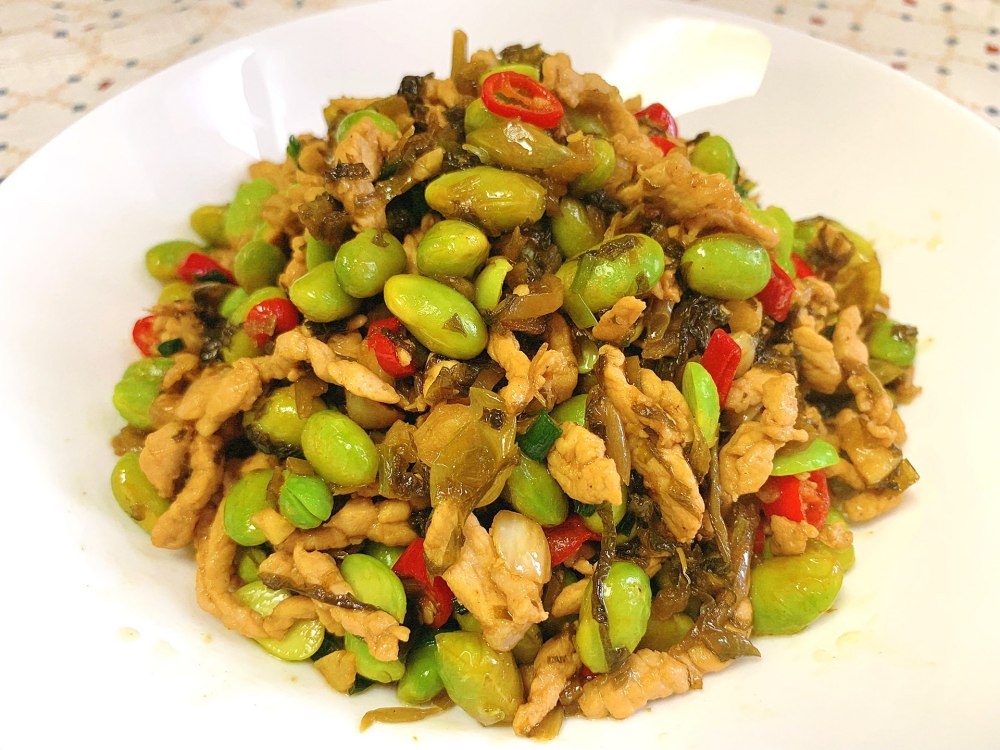 雪菜毛豆炒肉丝