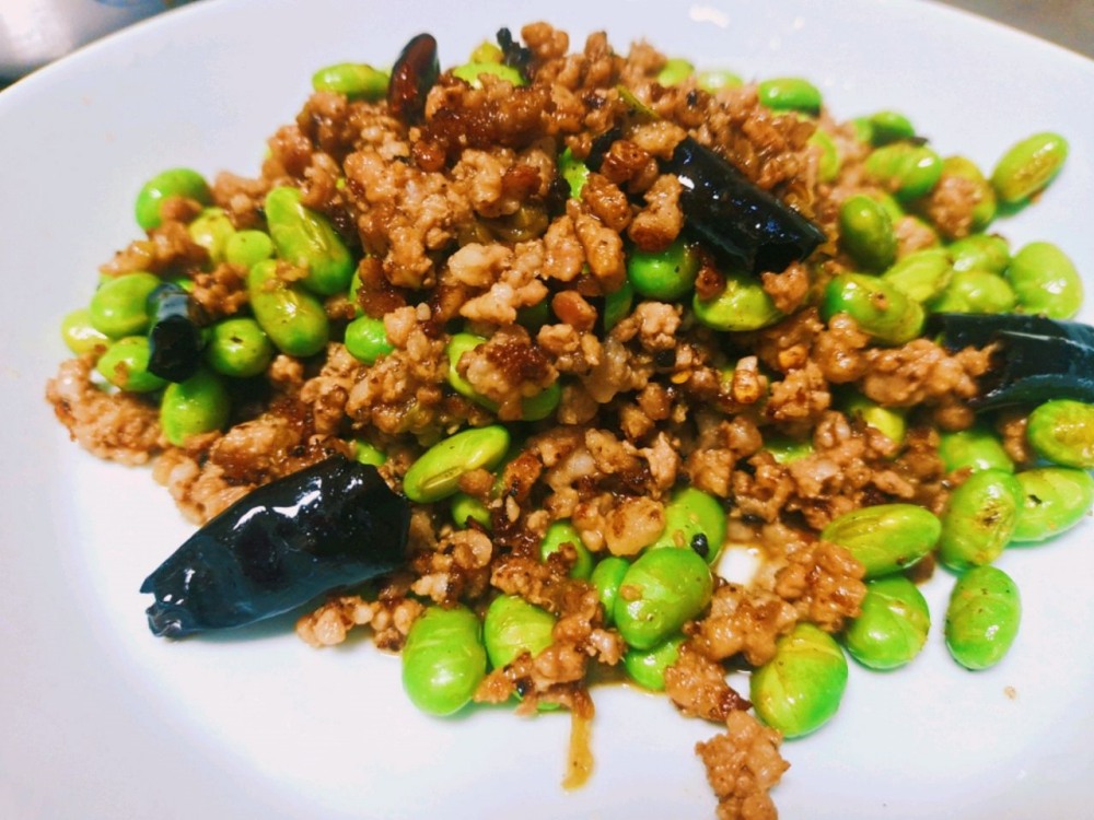 云南菜～毛豆炒肉沫