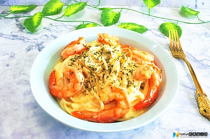 藏红花奶油汁鲜虾细面