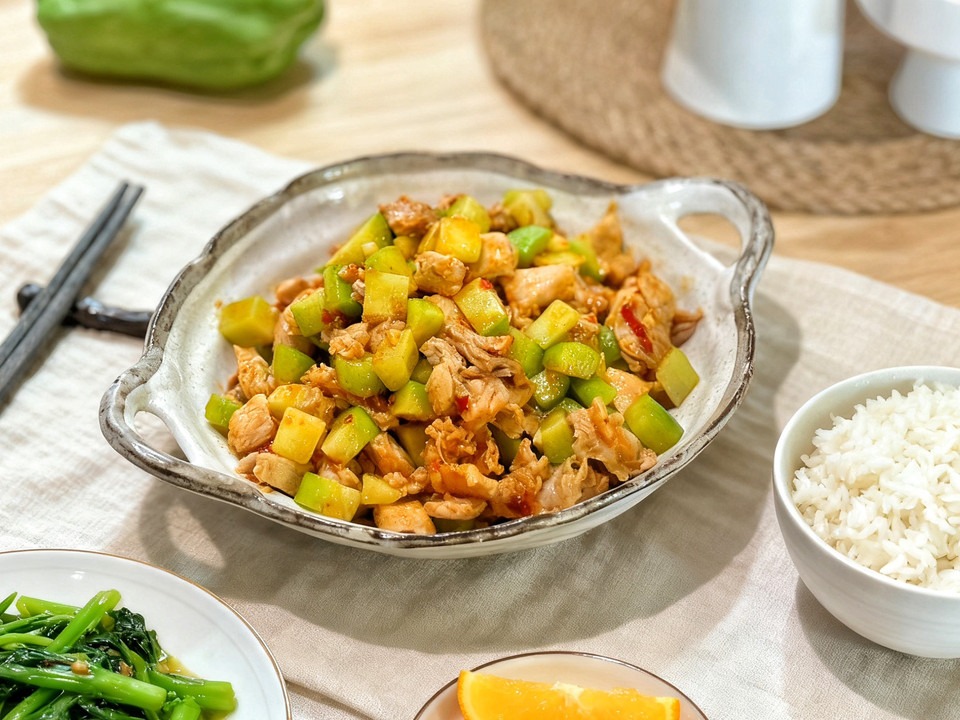 兔肉炒佛手瓜