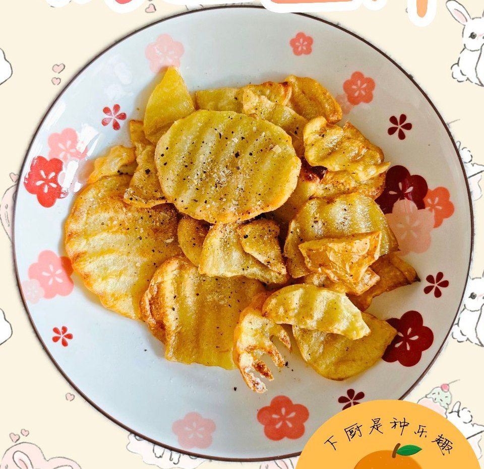 一口酥脆的烤土豆片（空气炸锅版）