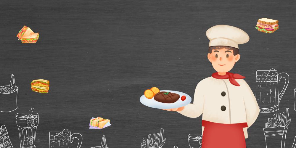 卡通人物厨师端盘子背景 卡通人物厨师端盘子背景