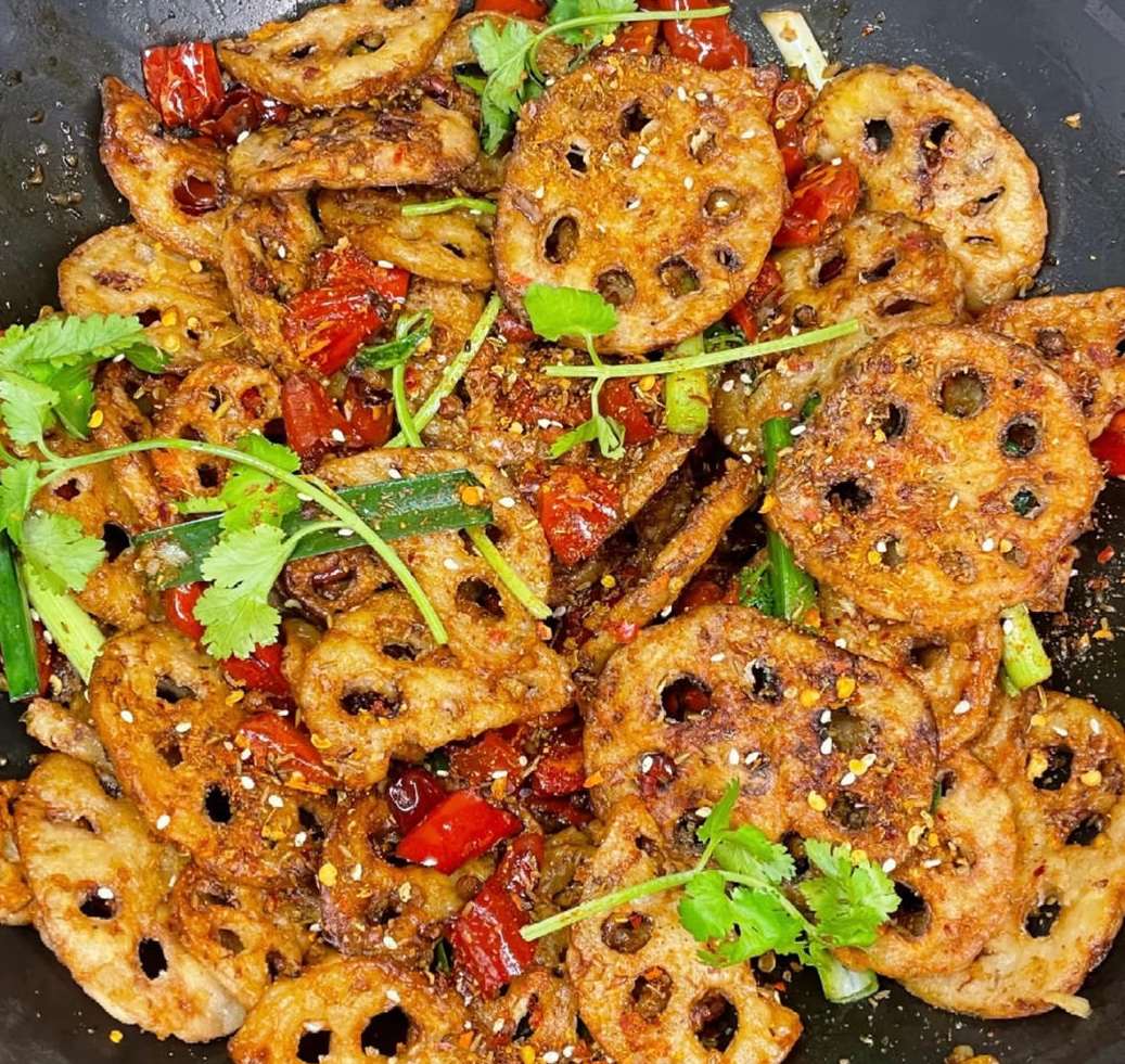 干锅香辣藕片（炸食，小吃菜）