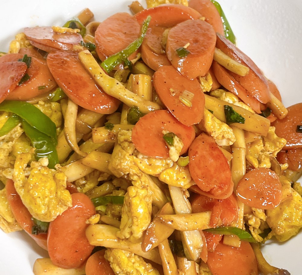 杏鲍菇火腿炒鸡蛋怎么做？