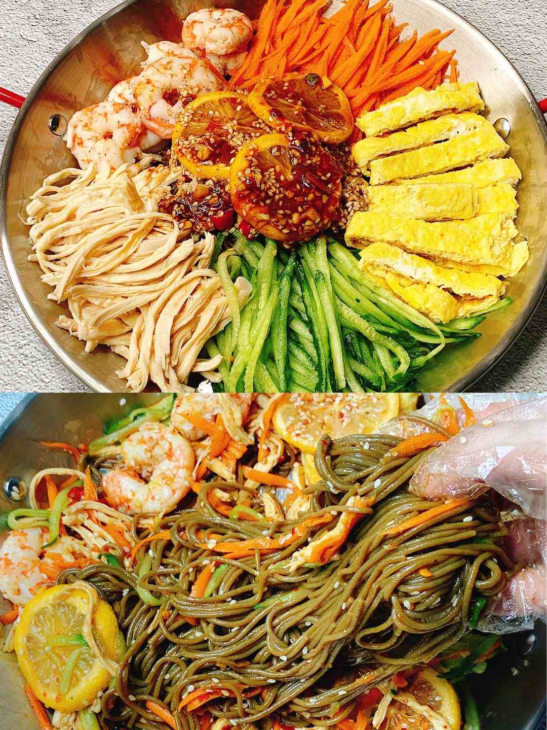 好吃不胖！清爽不油腻的酸辣虾仁凉拌荞麦面