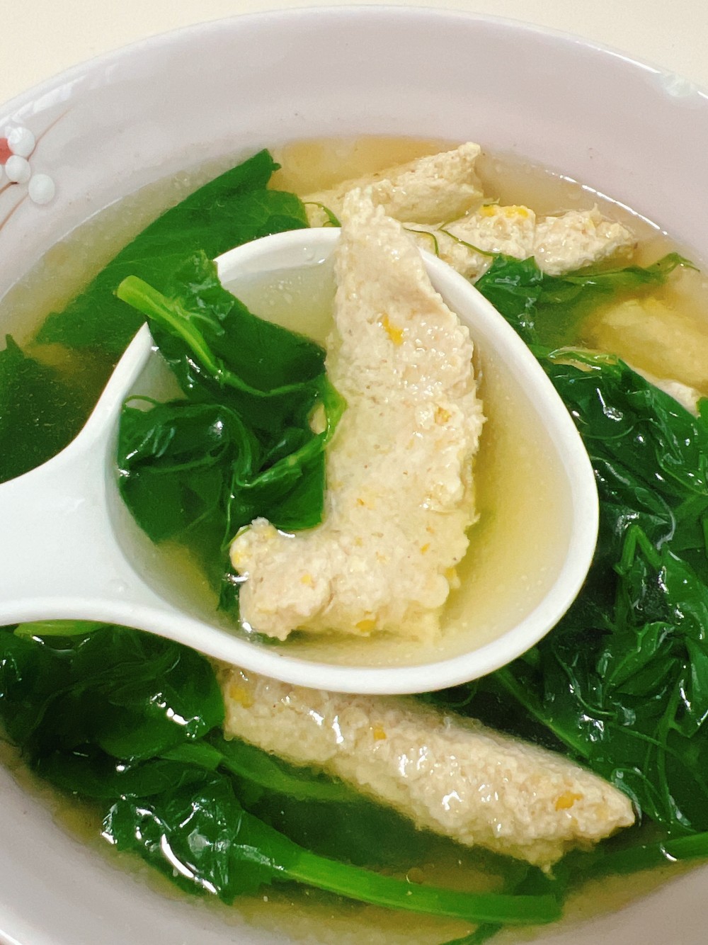 豌豆尖鸡茸汤