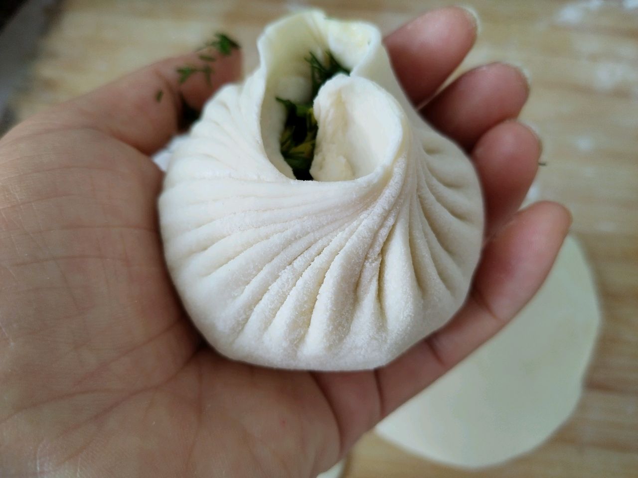 茴香鸡蛋馅包子（一次成型法）