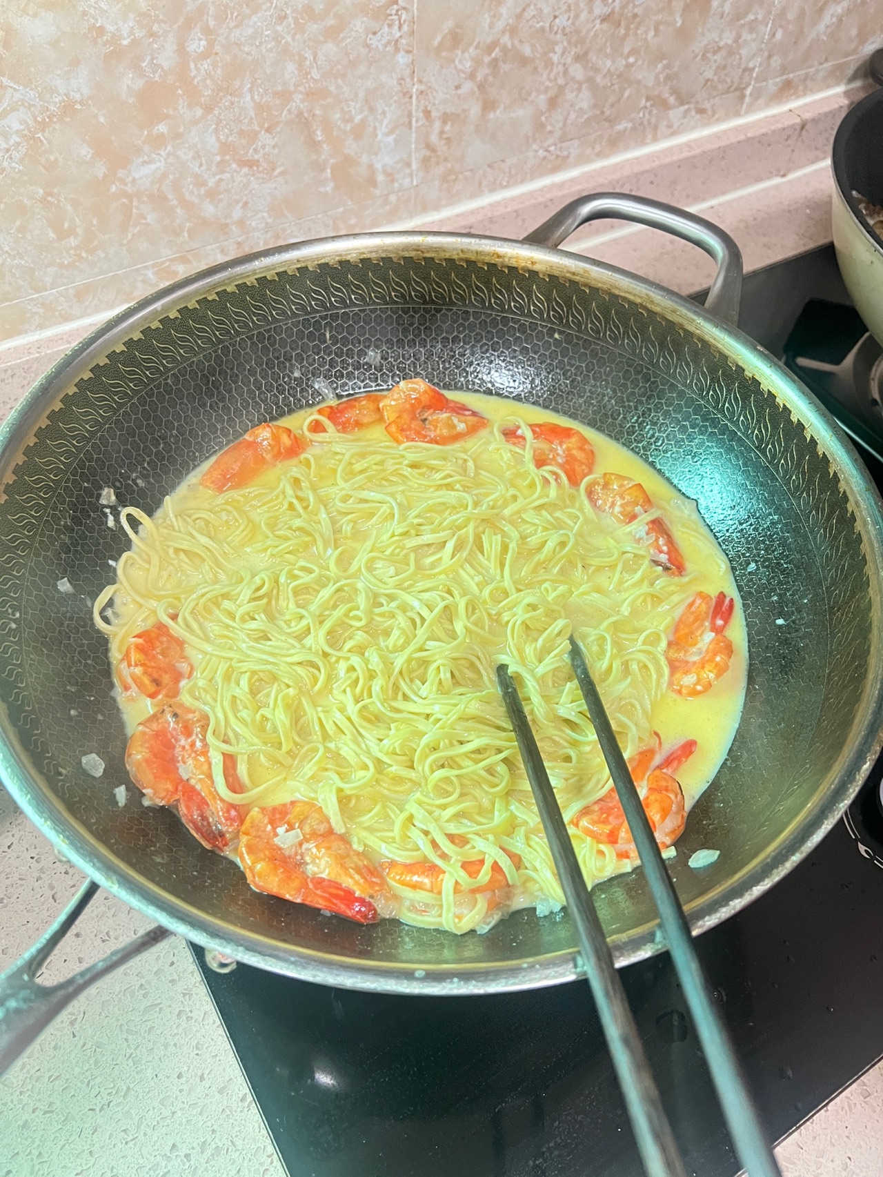 芝士大虾意面