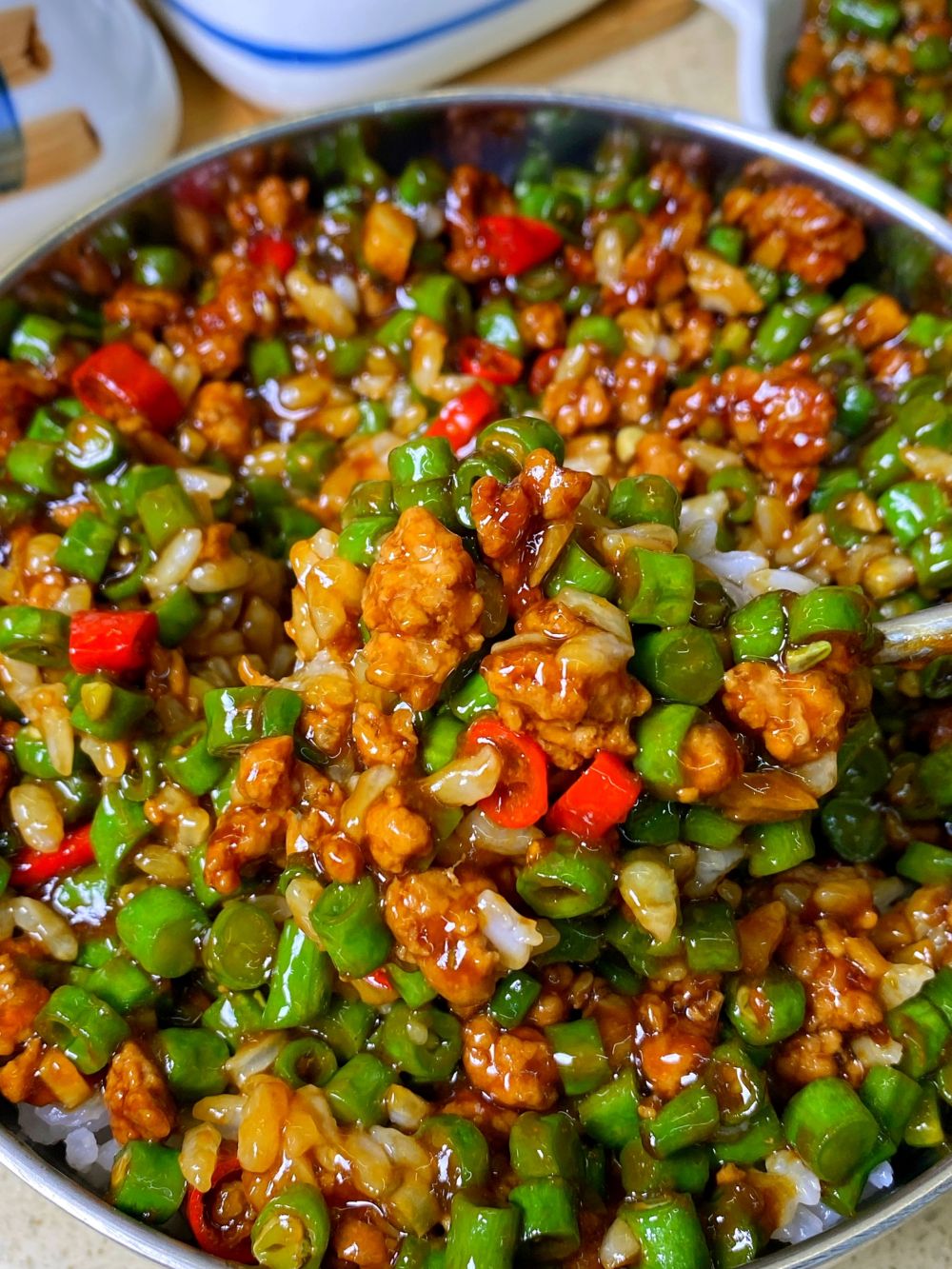 巨好吃的豆角肉末拌饭