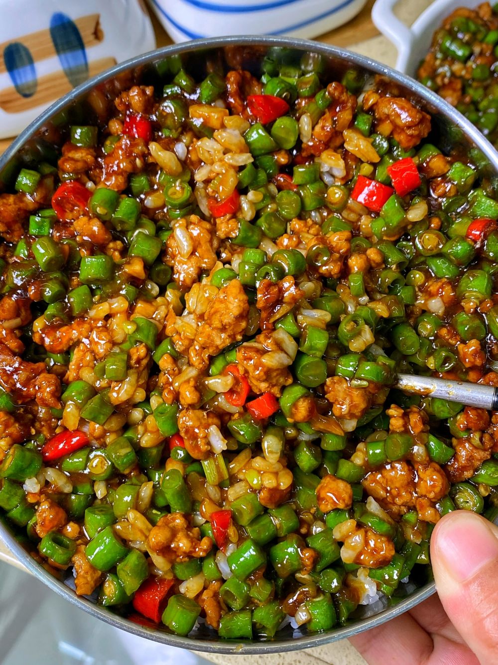 巨好吃的豆角肉末拌饭