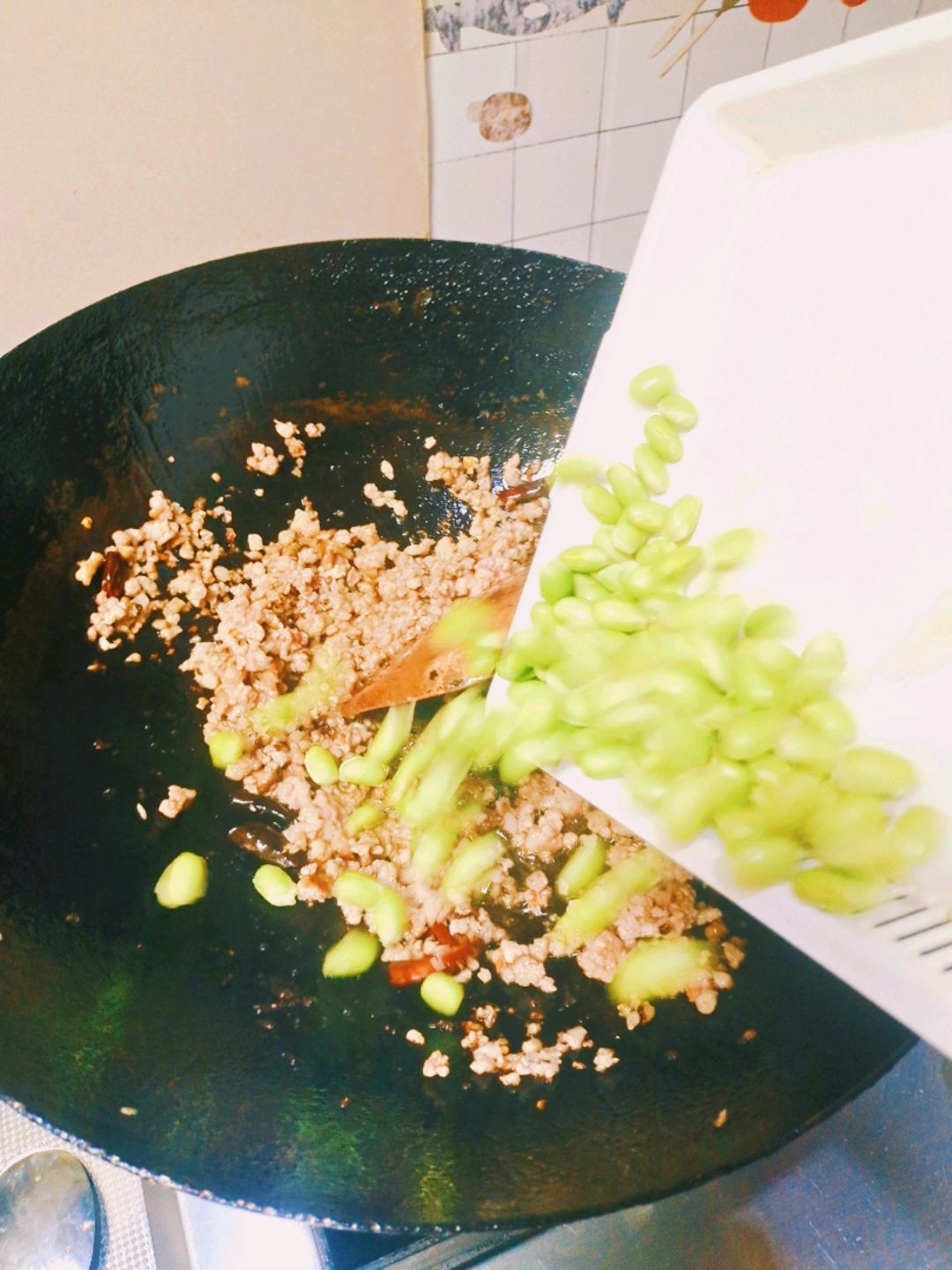 云南菜～毛豆炒肉沫