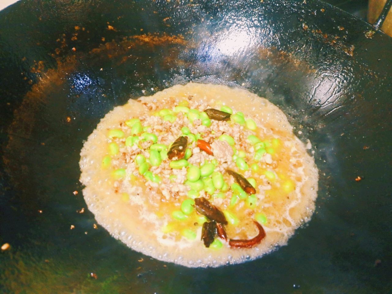 云南菜～毛豆炒肉沫