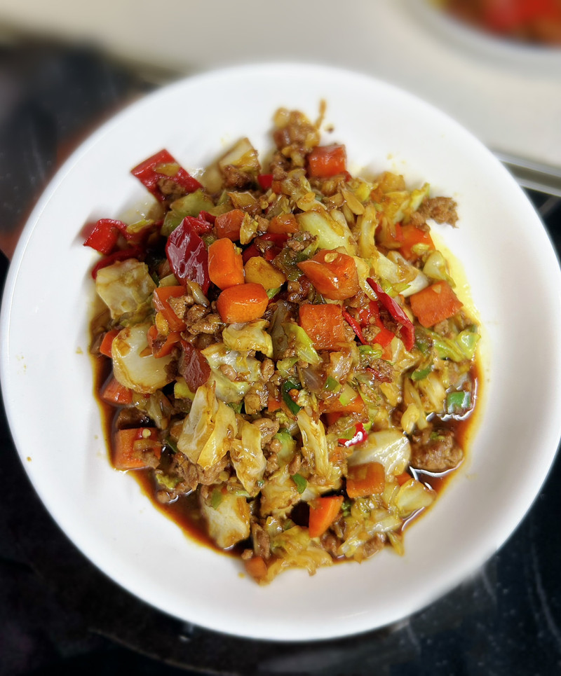 乱刀双椒牛肉末（一人食-快手菜）