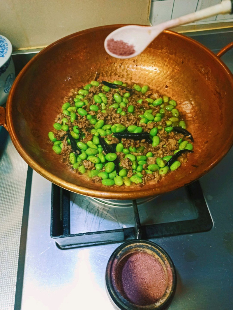云南菜～铜锅玫瑰毛豆牛肉沫