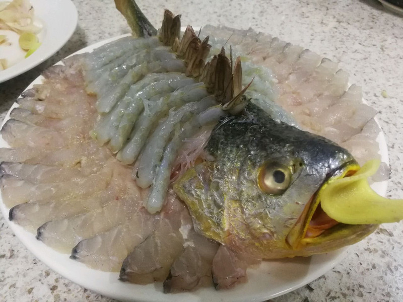 清蒸黄花鱼和虾-《鸳鸯双鲜》也叫《麒麟献瑞》