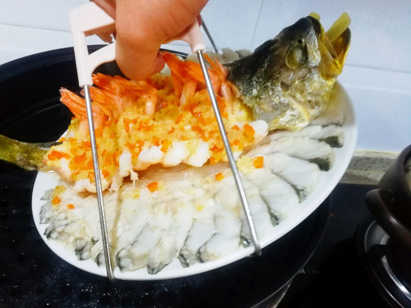清蒸黄花鱼和虾-《鸳鸯双鲜》也叫《麒麟献瑞》