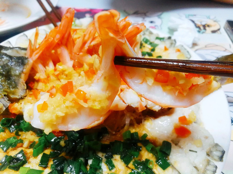 清蒸黄花鱼和虾-《鸳鸯双鲜》也叫《麒麟献瑞》