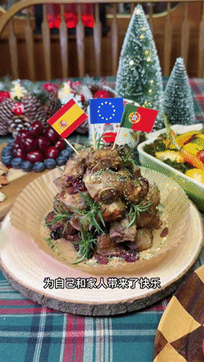 这份圣诞节菜谱也太有氛围感了吧，苹果蒜香欧洲猪肋排
