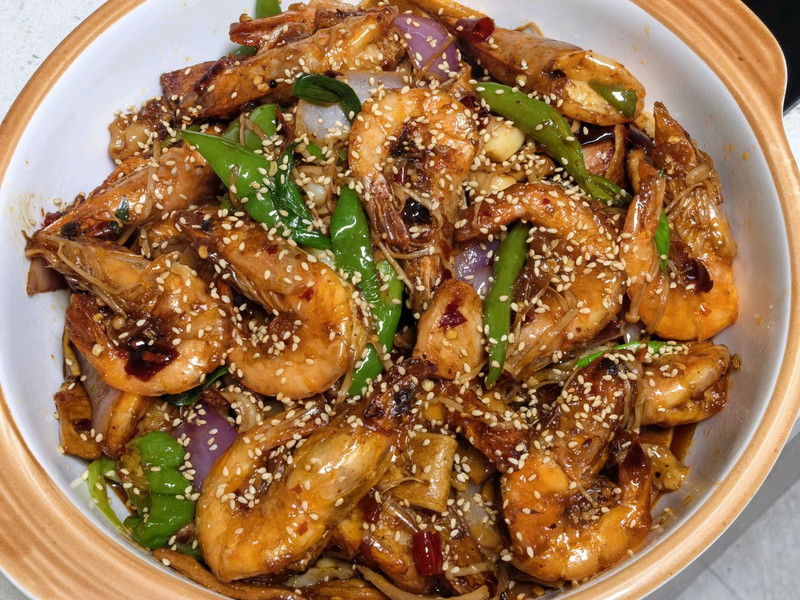 干锅香辣鸡腿虾
