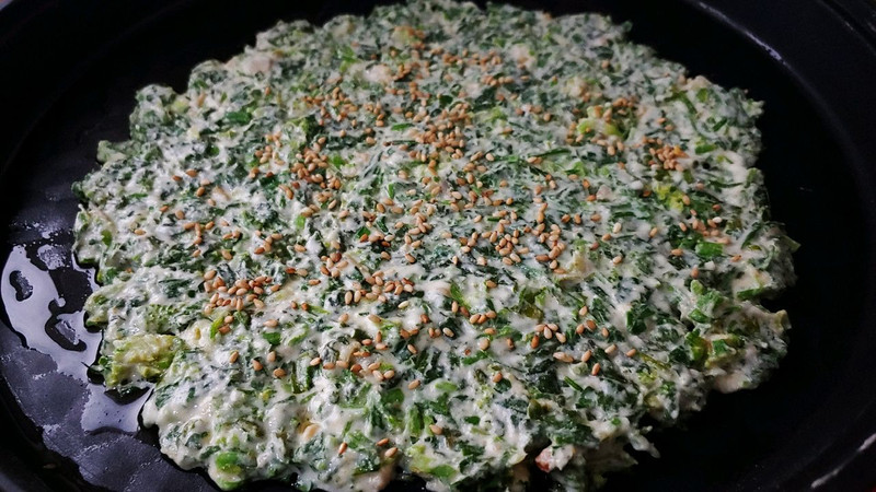 芝麻油煎荠菜饼
