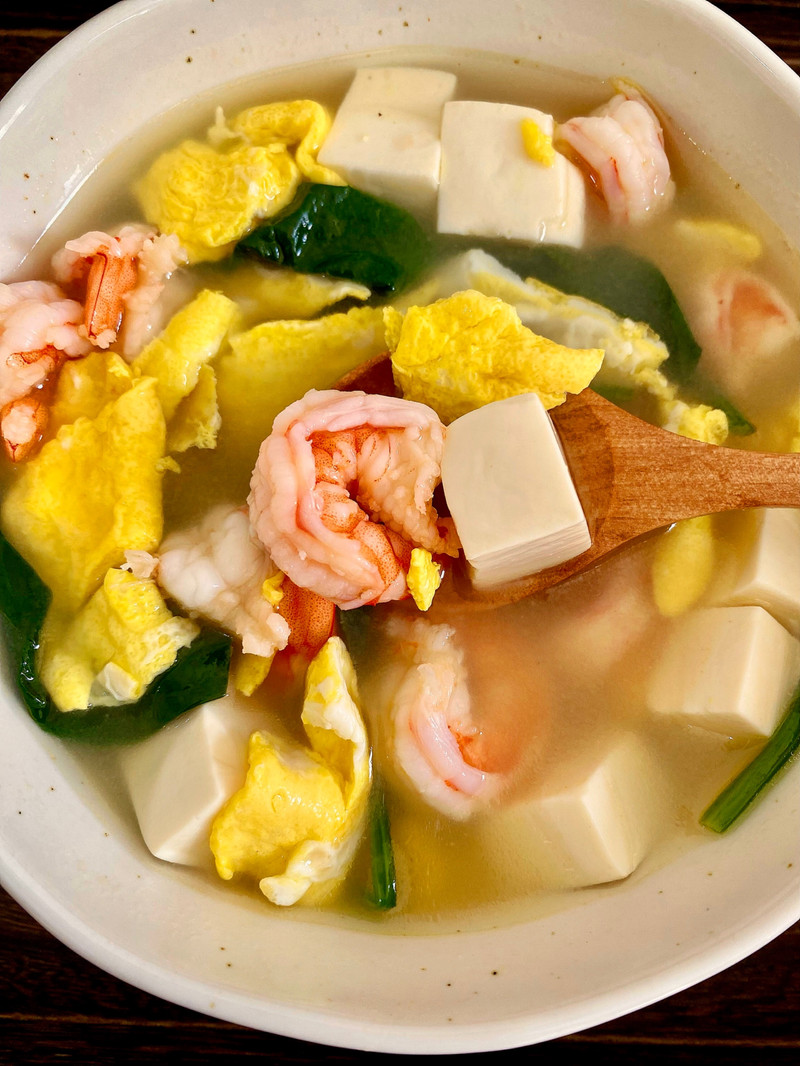 菠菜虾仁豆腐汤