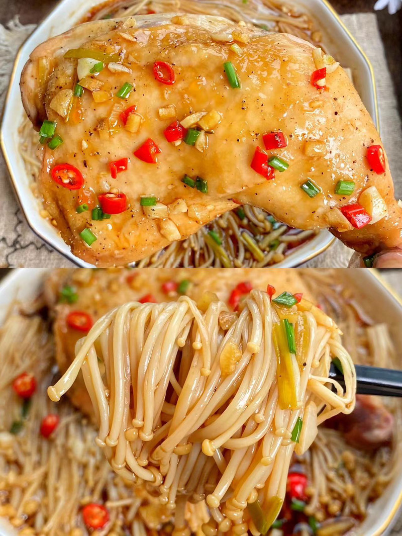 低卡餐，超美味的无油蒸鸡腿～
