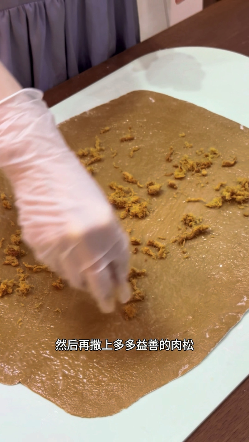 家庭版免揉面！露思同款红糖肉松花卷，超简单！
