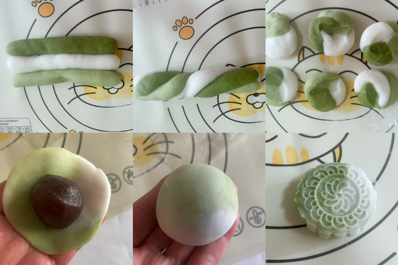 豆沙抹茶冰皮月饼