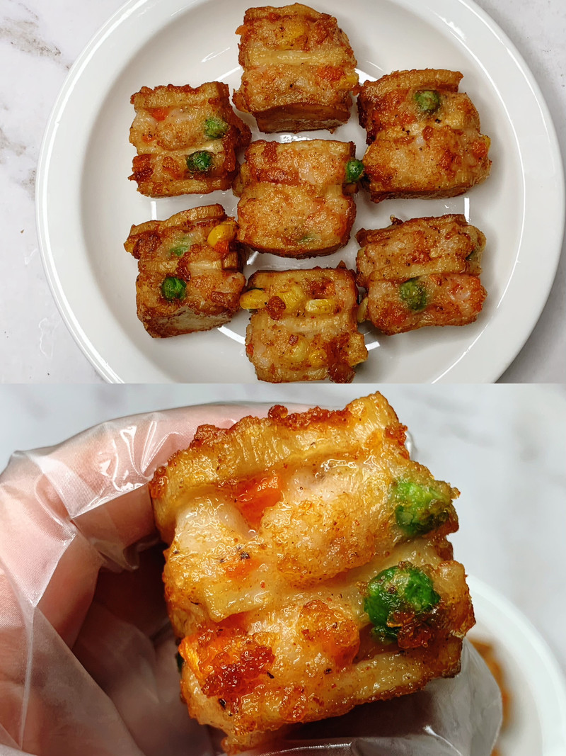 油炸杏鲍菇虾滑，一口一个超好吃