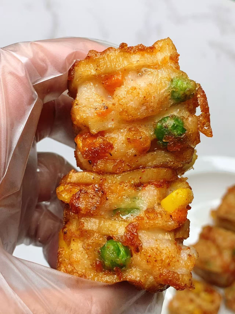 油炸杏鲍菇虾滑，一口一个超好吃